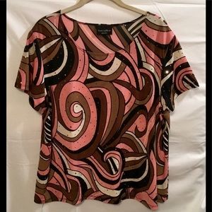 Brittany Black Pink Black & White W/Sequins Top